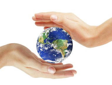 Elde cam küre, enerji tasarrufu konsepti, NASA tarafından desteklenen bu görüntünün elementleri