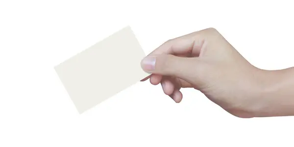 Närbild Hand Hålla Papper Handen Isolerad Stockbild