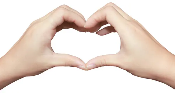 Mãos Fazer Sinal Coração Isolado Belas Mãos Com Espaço Cópia Fotografia De Stock