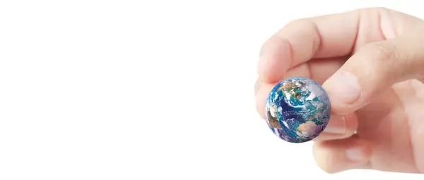 Глобус Земля Людській Руці Тримаючи Нашу Планету Світиться Зображення Землі Ліцензійні Стокові Зображення