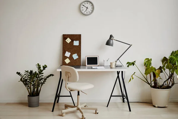 Immagine Sfondo Minimale Home Office Posto Lavoro Toni Bianchi Decorato — Foto Stock