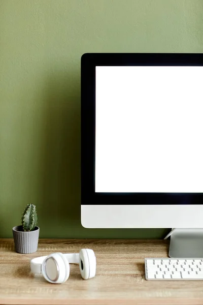 Grafikus Háttér Kép Fél Számítógép Képernyő Otthon Munkahelyi Ellen Zöld — Stock Fotó