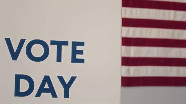 People Slowmo Close Seup White Vote Booth Blue Vote Day — стоковое видео