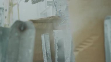 Process of marble aggregate production and filling into bags at natural stone processing factory