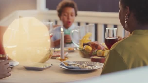 Waist Two Women Toasting Glasses Red Wine Outdoor Family Dinner — Stock videók