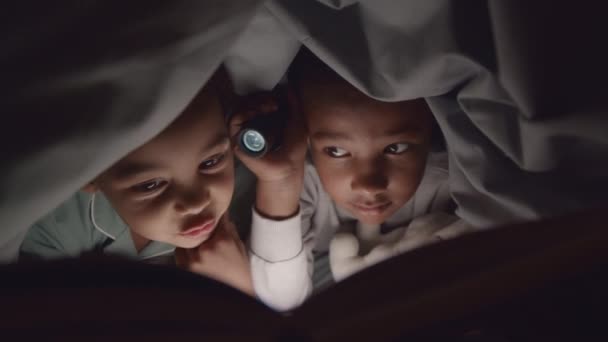 Medium Close Van Twee Elementaire Leeftijd Afro Amerikaanse Broer Zus — Stockvideo