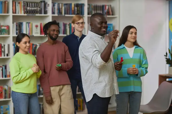 Diverse Group Young People Playing Darts Game Indoors Having Fun — Stock Photo, Image