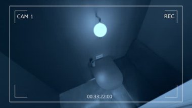 Modern çalışma alanındaki masalı ve oturaklı bireysel ofis kabininin CCTV görüntüleri.