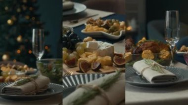 Ekranı ayır. İnsanların yemek masasında zarif tabaklar, şampanya bardakları ve şenlikli yemekler çekmesine izin verme. Sıcak ışıkları olan Noel ağacı yumuşak ışıklandırılmış arka planda rahat bir atmosfer ekliyor