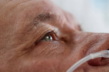 Yakın plan fotoğraf, yüzeyden yansıyan ışıkla yaşlı insanların gözlerinin detaylı görüntüsünü, karmaşık ayrıntıları ve cilt dokusunu gösteriyor.