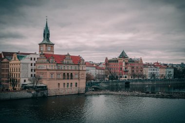 PRAGUE, CZECH REPUBLIC - 01.2013: Prague City Center. Red tram in Prague, Czech Republic.