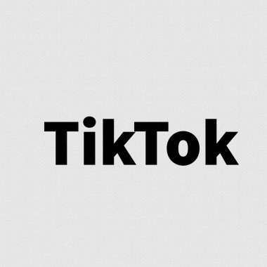 Sosyal ağ logosu siyah harflerle TikTok yazıtları. Beyaz bir arkaplanda