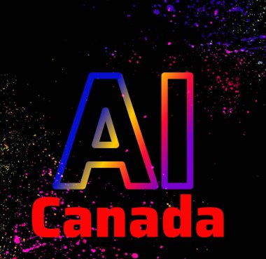 Inscription Ai Canada on a black background with a splash of colors clipart