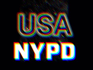 ABD ve NYPD rgb yazıları soyut bir arka planda, rgb şekilleri üç boyutlu