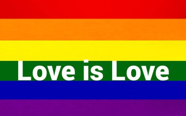 The inscription Love is Love on the background of the flag. Pr1de clipart