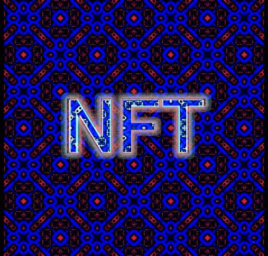 NFT inscription on blue square background clipart