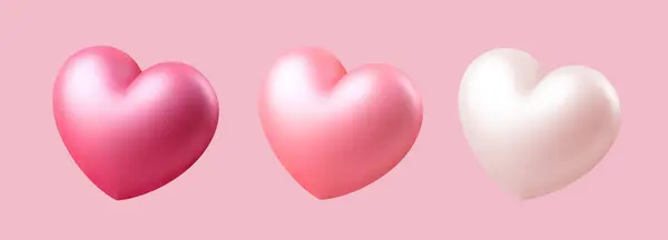 Fuscia 玫瑰粉色和白色心脏隔离在浅粉色背景下 — 图库矢量图片#
