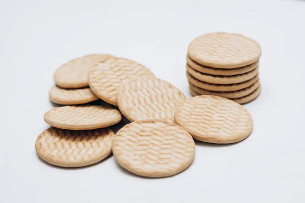 Cracker Kekse Liegen Stapel Auf Dem Tisch — Stockfoto
