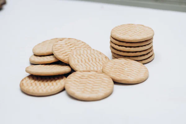 Biscoitos Biscoito Estão Mesa Pilha — Fotografia de Stock