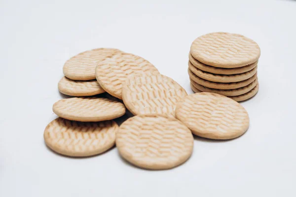 Cracker Kekse Liegen Stapel Auf Dem Tisch — Stockfoto