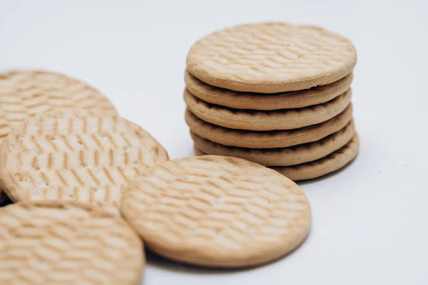 stock image Cracker cookies lie on table in stack