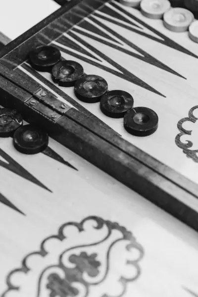 Juego Mesa Backgammon Los Negros Ganan Los Blancos —  Fotos de Stock