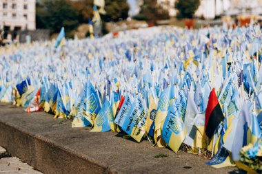 Ukrayna Meydanı 'nda sarı ve mavi bayraklar