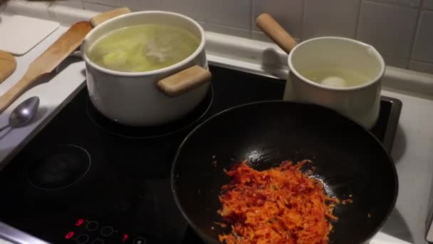罗宋汤倒进盘子里 乌克兰传统烹饪 — 图库视频影像