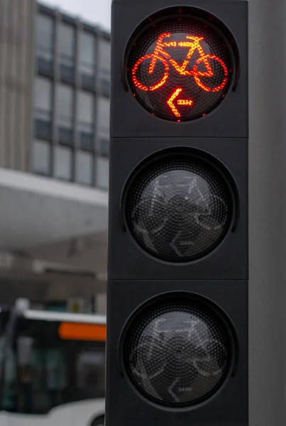 Bicycle traffic light in Germany. Bielefeld. High quality photo