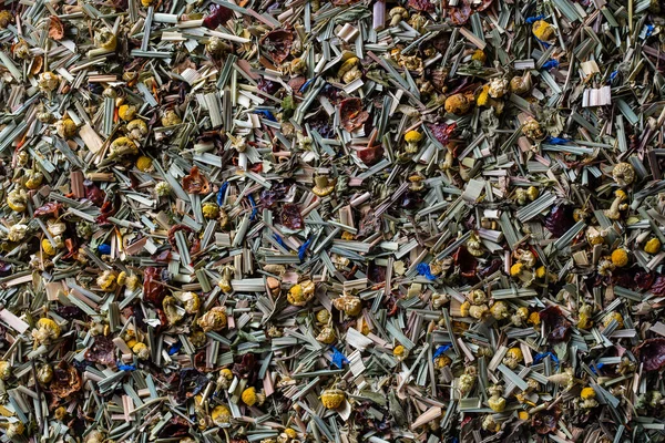 Míchaný Bylinkový Čaj Květinovým Bobulovým Čajem Výhled Shora Zblízka — Stock fotografie