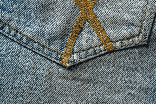 Blue Jeans Fabric Pocket Background Denim Texture Close View — Stock Photo, Image