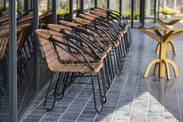 Empty Chairs Table Street Cafe Vietnam Close — Stock Photo, Image