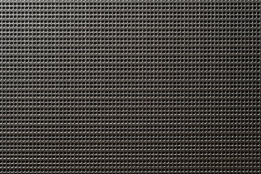 Siyah hoparlör kafes arka planı ya da dokusu, kapatın. Arkaplan için soyut metalik ağ deseni