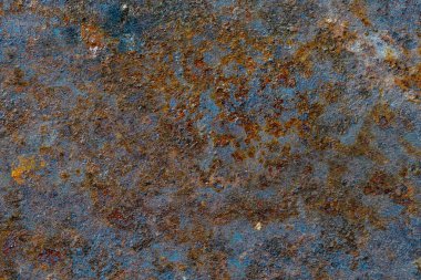 Grunge paslı metal arka plan veya çizik ve çatlaklarla dokular, yakın plan, üst görünüm