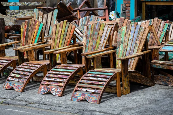 Old Vintage Colorful Chairs Ubud Street Market Island Bali Indonesia — Stock fotografie