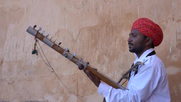 Jaipur Inde Novembre 2018 Musicien Folklorique Non Identifié Joue Sur — Video