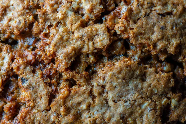抽象的な背景やテクスチャとしてのOatクッキーの信頼 閉じる 上のビュー マクロ — ストック写真