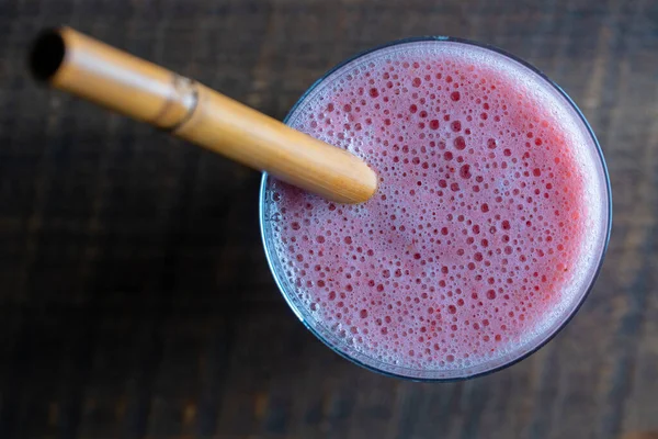 Healthy Eating Food Dieting Vegetarian Concept Glass Juice Smoothie Strawberries — Foto Stock