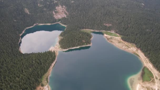 Vista Aérea Lago Negro Crno Jezero Norte Montenegro Lago Glacial — Vídeo de Stock