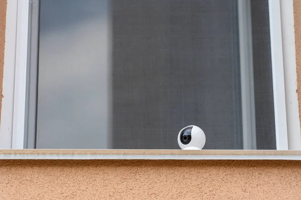 Nahaufnahme Einer Überwachungskamera Fenster Überwachungskamera Technologien Zur Überwachung Und Zum — Stockfoto