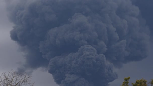 Tyk Sort Røg Dækker Himlen Krigen Mellem Ukraine Rusland Katastrofe – Stock-video
