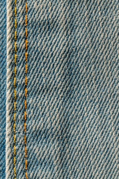 Blauwe Jeans Stof Achtergrond Denim Textuur Met Naad Close Zicht — Stockfoto