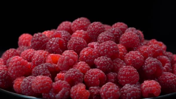 Fresh Ripe Juicy Raspberry Background Close Berry Rotation Loopable Food — ストック動画