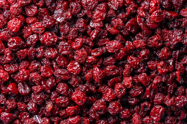 Trockene Rot Entkernte Kirschen Hintergrund Nahaufnahme Draufsicht Eine Möglichkeit Vitamine — Stockfoto