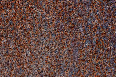 Grunge paslı metal arka plan veya çizik ve çatlaklarla dokular, yakın plan, üst görünüm