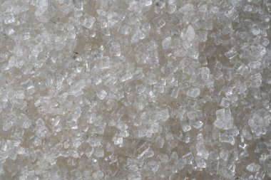 Beyaz şeker dokusu veya arkaplan, üst görünüm, makro