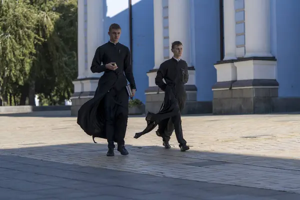 Kyiv Ukraine September 2023 Two Clergy Students Classes Michael Golden — Stock Photo, Image