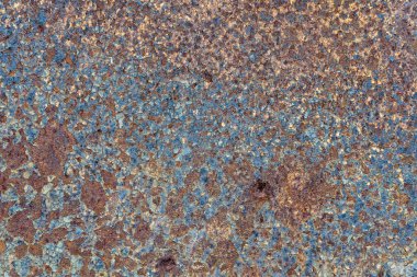 Grunge paslı metal arka plan veya çizik ve çatlaklarla dokular, yakın plan, üst görünüm