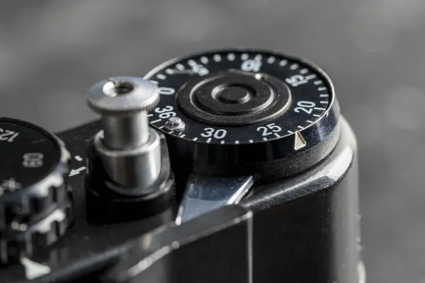 Mecanismo Configurações Câmera Filme Analógico Espelho Rotação Usando Roda Mecânica — Fotografia de Stock
