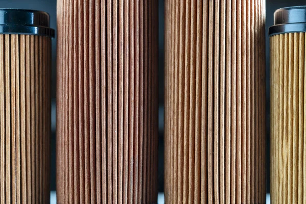 Air filters for engine car on background, close up. Auto parts accessories for retro cars